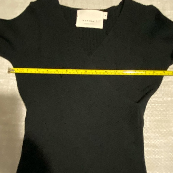 Workhall Black Knit Wrap Style Long Sleeve Fitted V-Neck Sweater- Sz-M - Picture 13 of 16